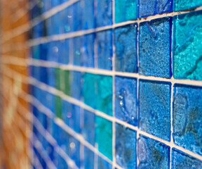 Obraz premium Blue Tiles Grid Fades Off