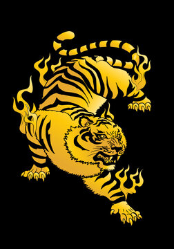 golden tiger oriental mystical beast