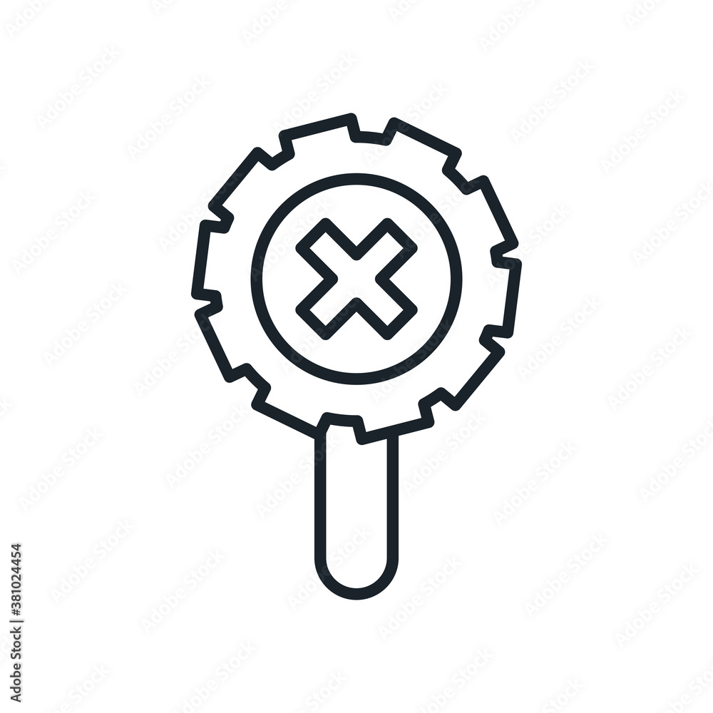 Poster cross in lupe with gear line style icon vector design