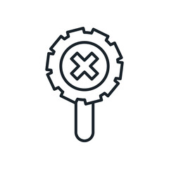 cross in lupe with gear line style icon vector design