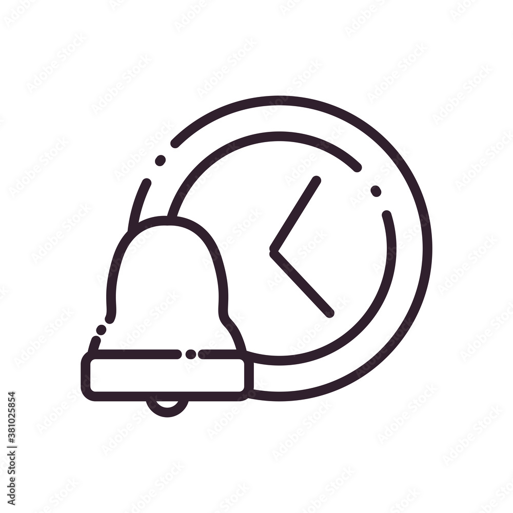 Poster bell and clock line style icon vector design