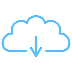 Set of blue cloud data icon. Cloud storage symbol