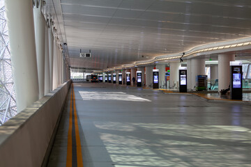Empty transit center in San Francisco due to pandemic 