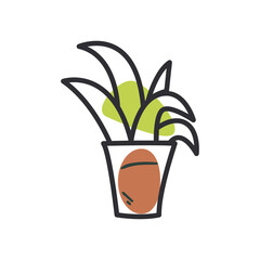 plant inside pot line and fill style icon vector design