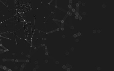 Abstract background. Molecules technology with polygonal shapes, connecting dots and lines. Connection structure. Big data visualization.