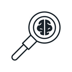 brain in lupe line style icon vector design