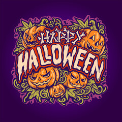 Happy Halloween Jack o’ lantern Background Illustrations for poster publications and merchandise clothing line
