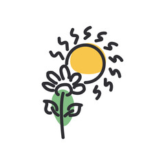 flower under sun line and fill style icon vector design