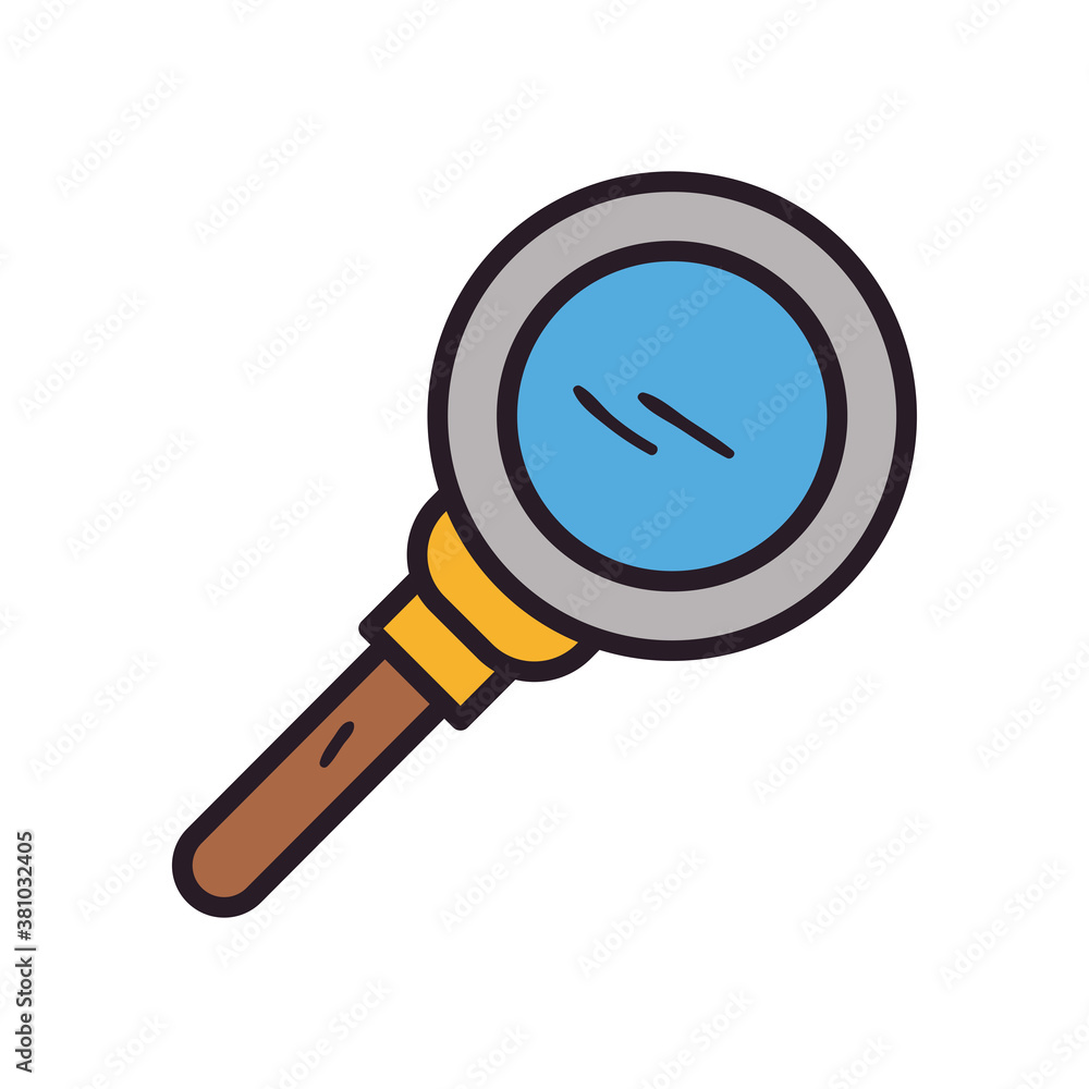 Poster lupe line and fill style icon vector design