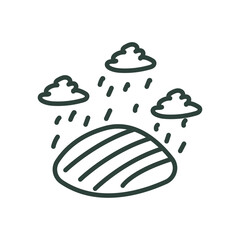 farm crop with clouds and rain line style icon vector design