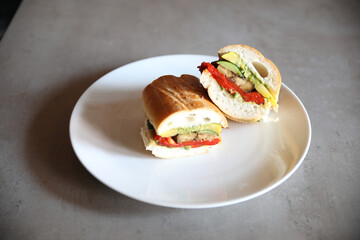 Vegetable hero sandwich at a restaurant 