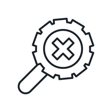 cross in lupe with gear line style icon vector design