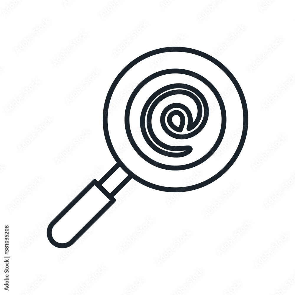 Poster mail in lupe line style icon vector design