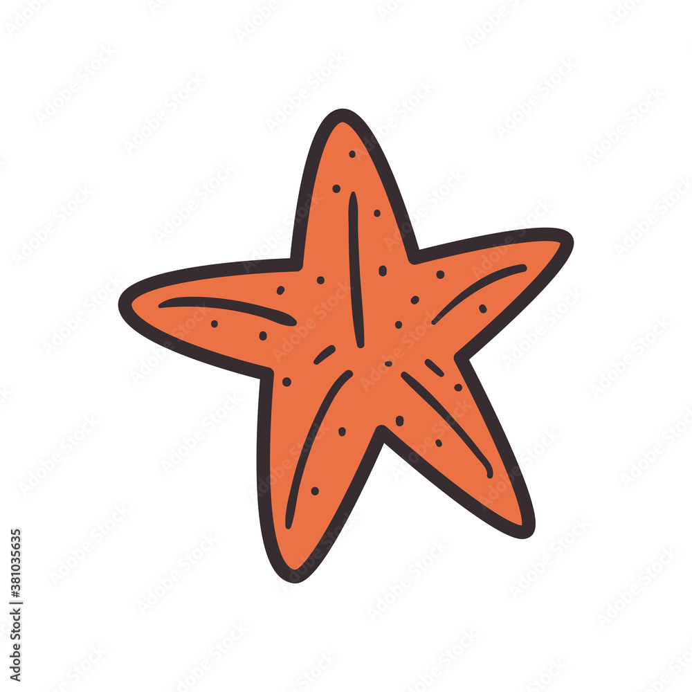 Poster seastar line and fill style icon vector design