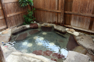 Private hotspring or onsen at Gotouen traditional Japanese spa in Beppu