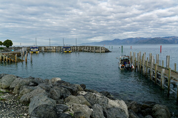 South Bay harbour, Kaikoura, south island, New Zealand.