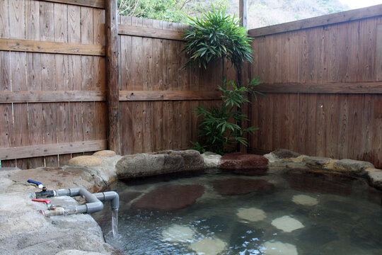 Room Of Private Hotspring Or Onsen At Gotouen In Beppu.