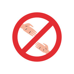 social distancing between hands with ban free form style icon vector design