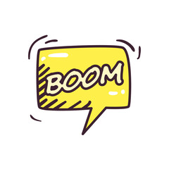pop art boom bubble line and fill style icon vector design