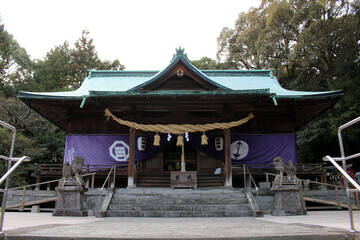 Main temple of Honoohonome Jinja Shrine in Beppu