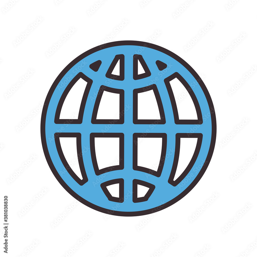 Poster global sphere line and fill style icon vector design