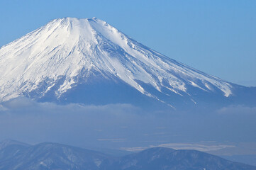 冬の丹沢山地 塔ノ岳より望む富士山
