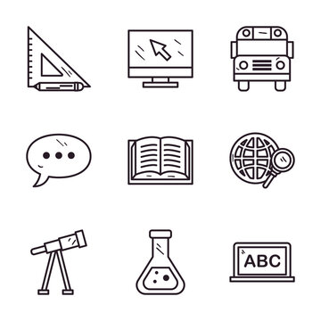 school line style icons collection vector design