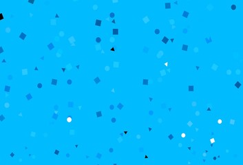 Light BLUE vector template with crystals, circles, squares.