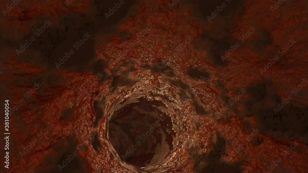 Poster 4k video animation of forward-moving inside a cave or tunnel, which has beautiful hard rough texture