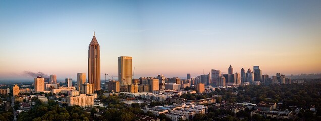 city skyline at sunset