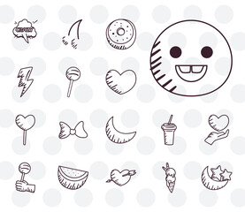 pop art line style collection of icons vector design