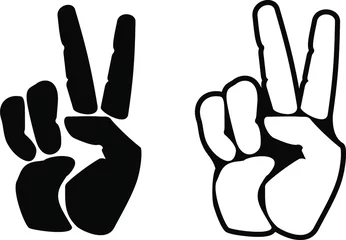 Fotobehang Vector Illustration of a victory V salute or peace hand sign in a minimalist - flat style. © DEN_EFC