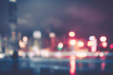 Abstract colorful circular bokeh with city background