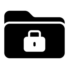 Protected folder icon with glyph style. Suitable for the design of websites, logos, applications, UI, etc.