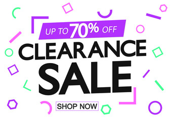 Clearance Sale up to 70% off, discount poster design template, special offer, vector illustration