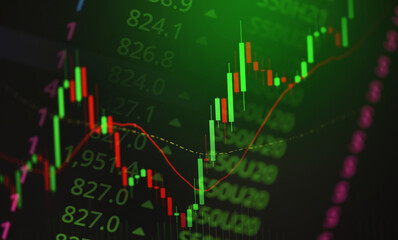 Business candle stick graph chart of stock market investment trading on background design - Trend of stock graph market exchange financial economy concept