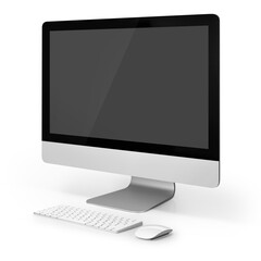 Computer monitor, keyboard and mouse isolated on a white background