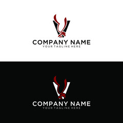 Bird - Letter V logo design. Modern icon design V letter shape with bird silhouette. Flying bird in V letter shape. Creative logo template