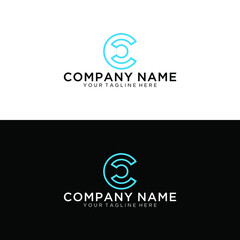 Logo C monogram modern letter, CC mockup elegant business card emblem, overlapping lines symbol