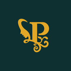 Letter P Beauty Face Logo Design Template Inspiration, Vector Illustration, letter P beauty face initial vector logo design element