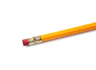 Classic yellow color Pencil  eraser isolated on white background . 