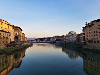 Ponte Vecchio in Florence, Italy. Bridge over Arno river. Florence architecture.