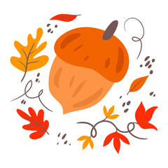 Happy autumn Vector illustration with Pretty Pumpkin and Bouquets Harvest Autumn Fall 