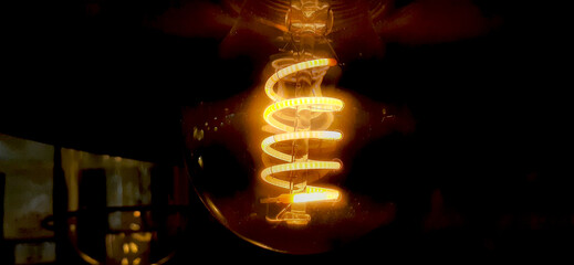 Close up of filament lightbulb 