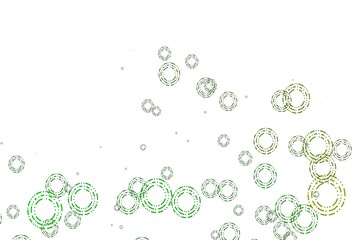 Light Green, Yellow vector background with bubbles.