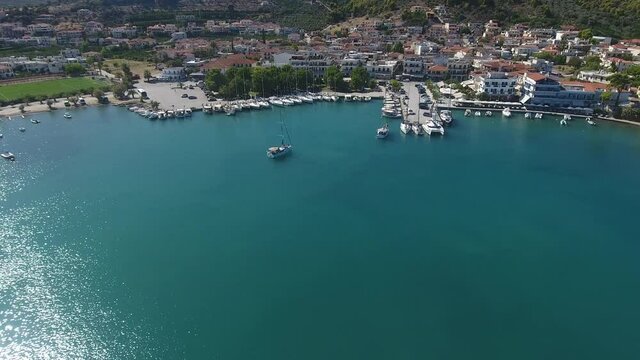 Aerial view of Palea Epidavros village in Greece