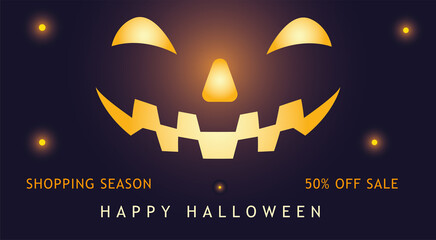 happy halloween shopping season with pumpkin cartoon vector design