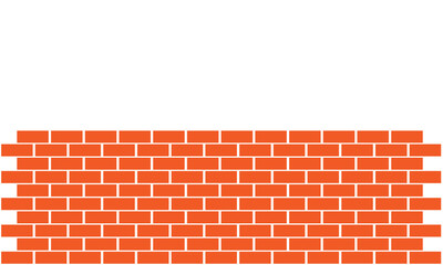 Red brick old wall vector wallpaper texture on white background.