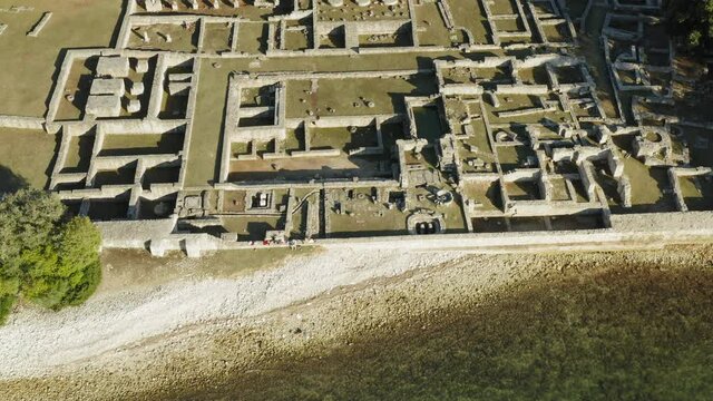 Aerial view of the Byzant Kastrum ruins on Brijuni National Park, Croatia