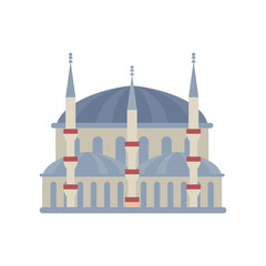 Turkish blue mosque building detailed style icon vector design